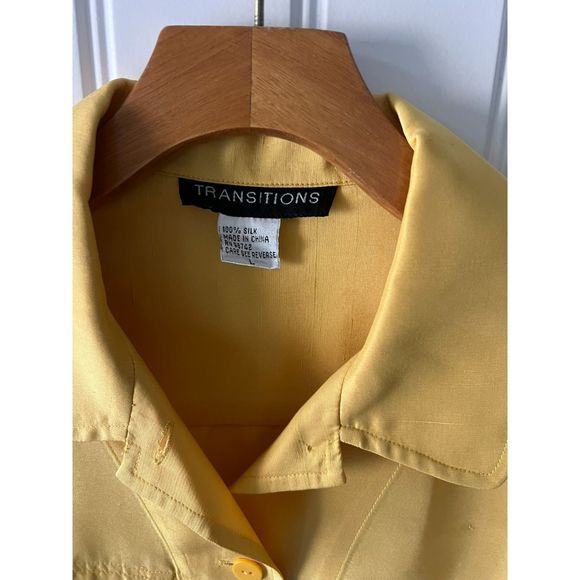 SILK Shacket by Transitions WOMENS Large Yellow Lined - Picture 3 of 3